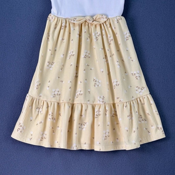 Heart And Arrow Two Tone Floral Print Bow Sleeveless Casual Dress Girls 2T 3T - Picture 5 of 9